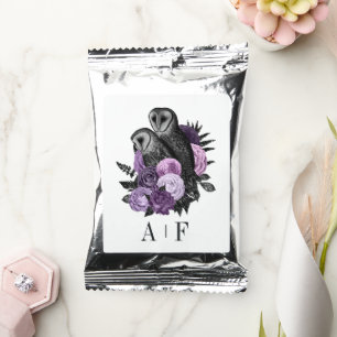 Purple Floral Glam Gothic Owls Wedding Monogram Coffee Drink Mix