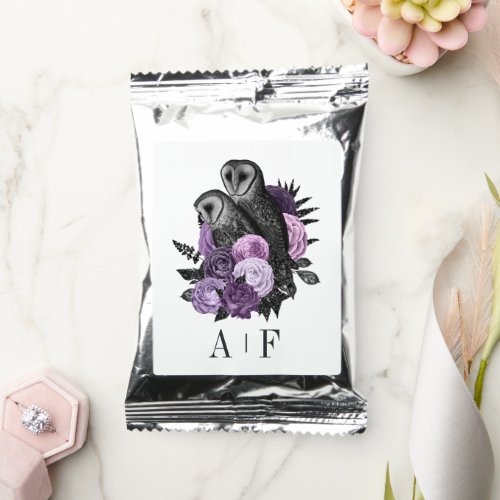 Purple Floral Glam Gothic Owls Wedding Monogram Coffee Drink Mix