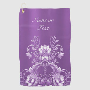 Purple Floral Golf Towel