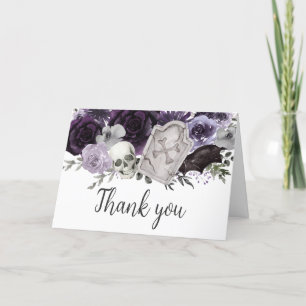 Purple Floral Gothic Baby Shower Thank You Card