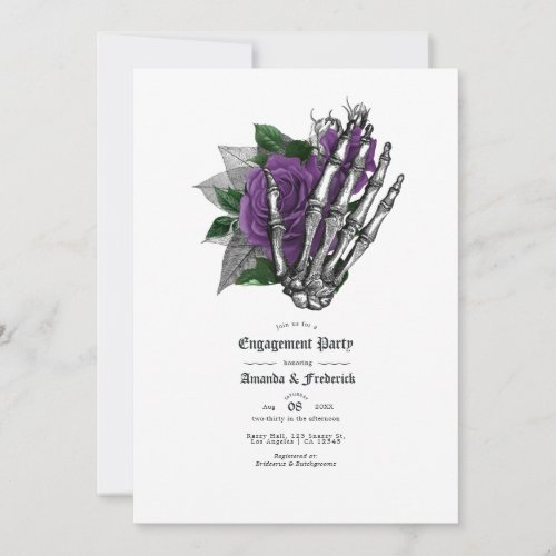 Purple Floral Gothic Engagement Party Invitation