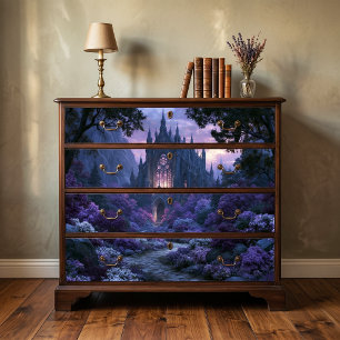 Purple Floral Gothic Fantasy Castle Decoupage Tissue Paper