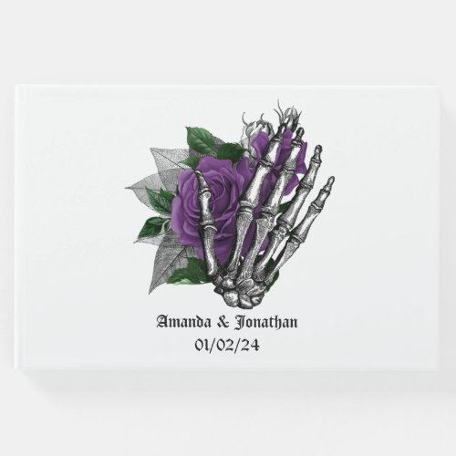 Purple Floral Gothic Wedding Guest Book