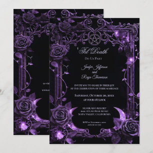 Purple Floral Gothic wedding invitation