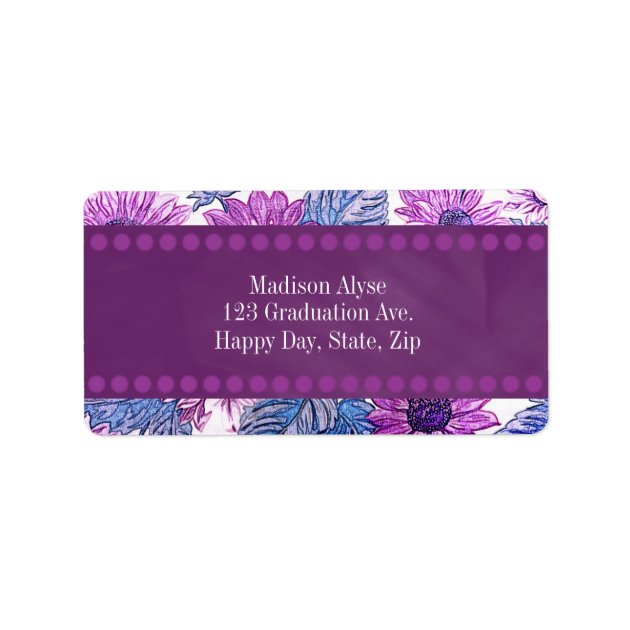 Purple Floral Graduation Address Labels