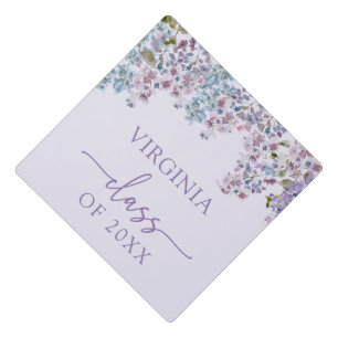 Purple Floral Graduation Cap Topper