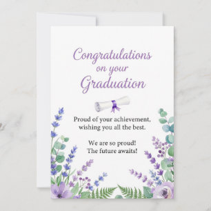 Purple Floral Graduation Card