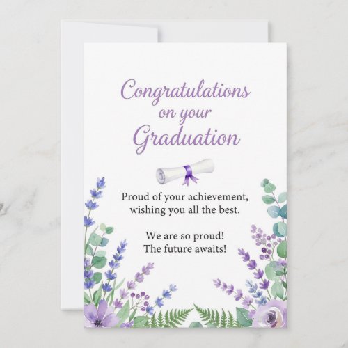 Purple Floral Graduation Card