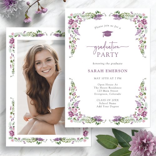 Purple Floral Graduation