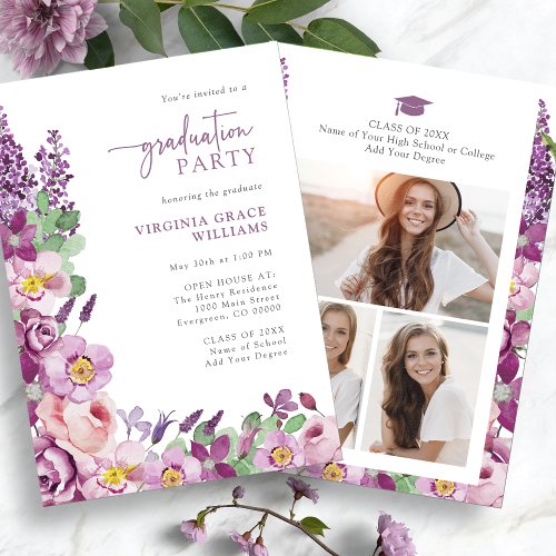 Purple Floral Graduation Party