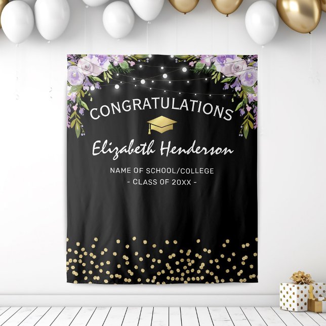 Purple Floral Graduation Photo Backdrop (Creator Uploaded)