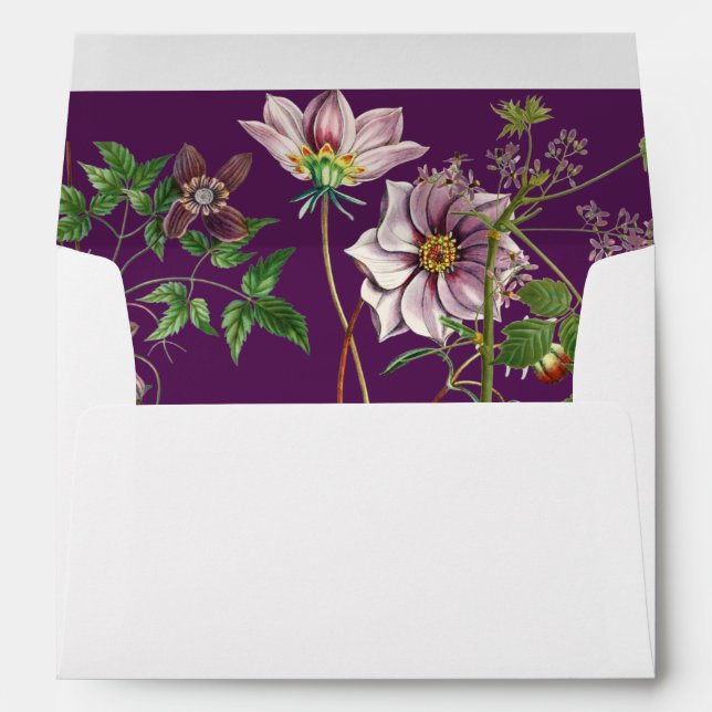 Purple Floral Greenery 5x7 Wedding Invitation Envelope (Back (Bottom))