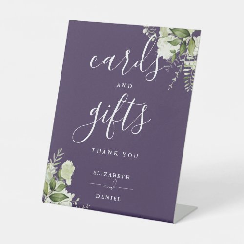 Purple Floral Greenery Cards And Gifts Pedestal Sign