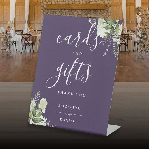 Purple Floral Greenery Cards And Gifts Pedestal Sign