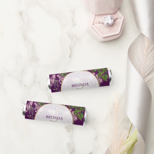 Purple Floral Greenery Gold Arch Wedding  Breath Savers Mints