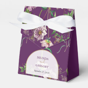 Purple Floral Greenery Gold Arch Wedding Favor Boxes