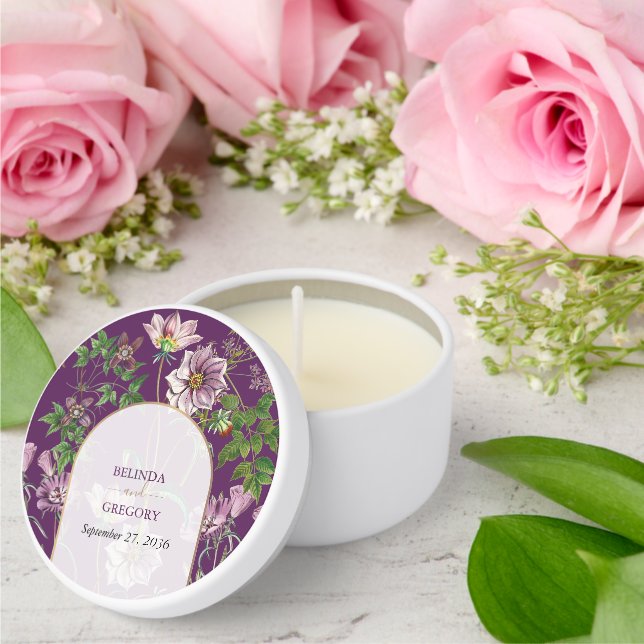 Purple Floral Greenery Gold Arch Wedding  Mini Candle Favors (Insitu (Wedding))