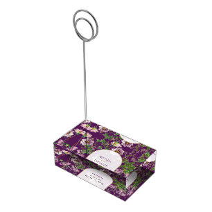 Purple Floral Greenery Gold Arch Wedding Place Card Holder