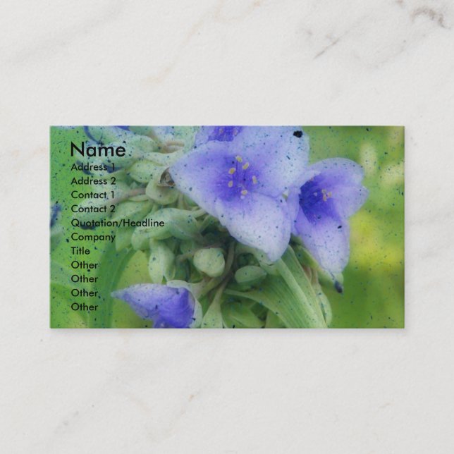 Purple Floral Grunge Business Card (Front)