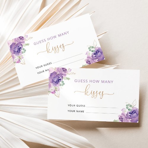 Purple floral guess how many kisses enclosure card