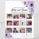 Purple Floral Guess the Age of the Bride and Groom (Front)