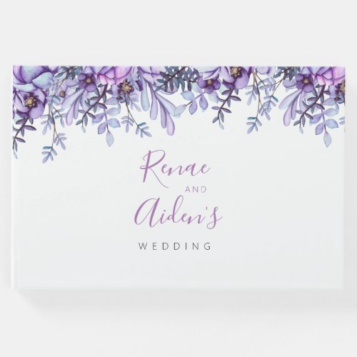 Purple floral Guest Book