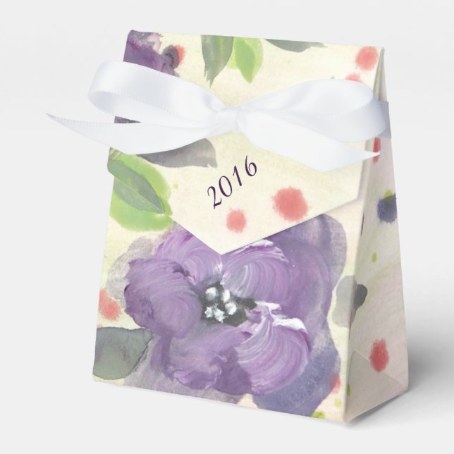 Purple Floral Guest Favor Box (Front Side)