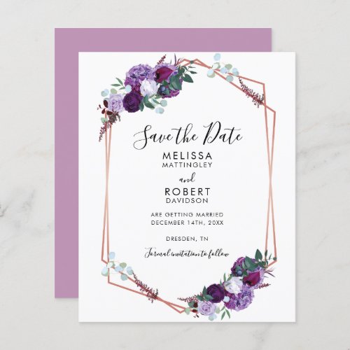 Purple Floral Hand_Letter Elegant Save the Date