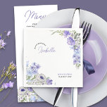 Purple Floral Happy Birthday Script Name Napkins<br><div class="desc">Purple quinceanera napkins - or personalize with your custom text. Elegant watercolor floral for girly sweet 15 (or edit for any other occasion) with delicate and airy flowers in shades of light purple lilac lavender blue. Please browse my Purple Peri Floral collection for co-ordinating quinceanera invitations, stationery and day-of-event decor...</div>