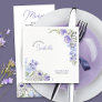 Purple Floral Happy Birthday Script Name Napkins