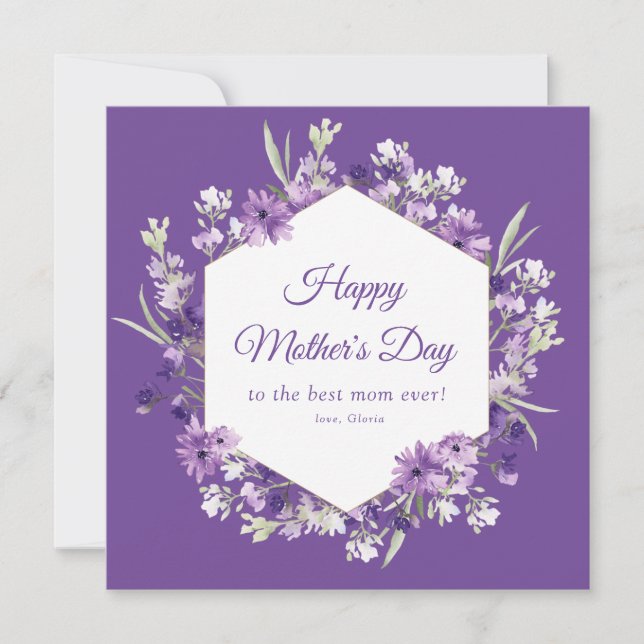 purple floral happy mother's day card (Front)