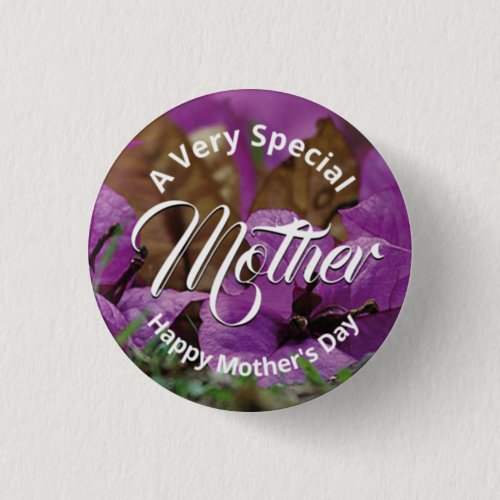 Purple Floral HAPPY MOTHERS DAY Church Give_away Button