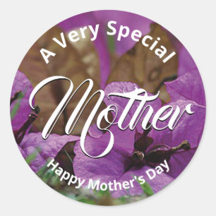 Purple Floral HAPPY MOTHER'S DAY Classic Round Sticker