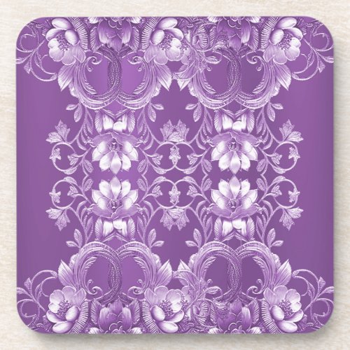 Purple Floral Hard plastic coaster