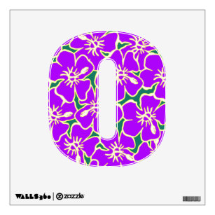 Purple Floral Hawaiian Luau  Initial Letter O Wall Sticker