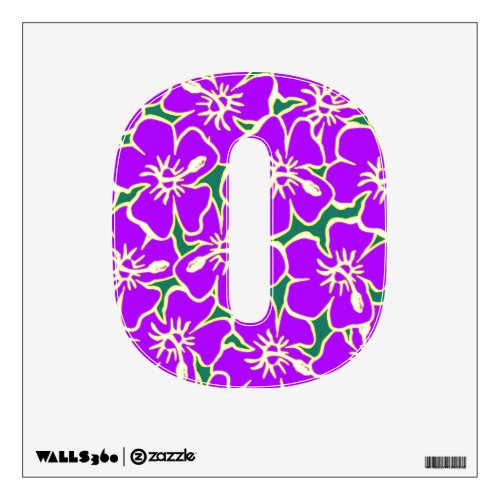 Purple Floral Hawaiian Luau  Initial Letter O Wall Sticker