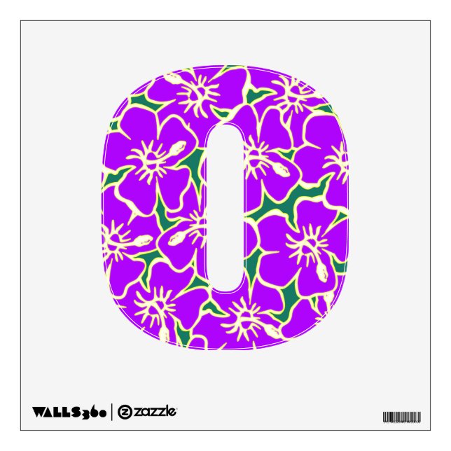 Purple Floral Hawaiian Luau  Initial Letter O Wall Sticker (Front)