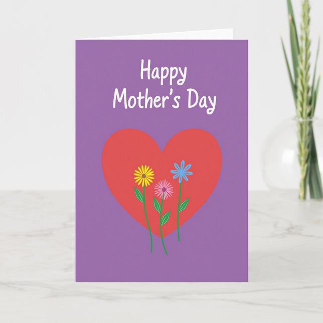 Purple Floral Heart Card (Front)