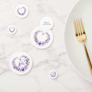 Purple Floral Hearts Bridal Shower Confetti