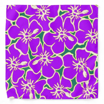 Purple Floral Hibiscus Hawaiian Flowers Bandanna by macdesigns2 at Zazzle