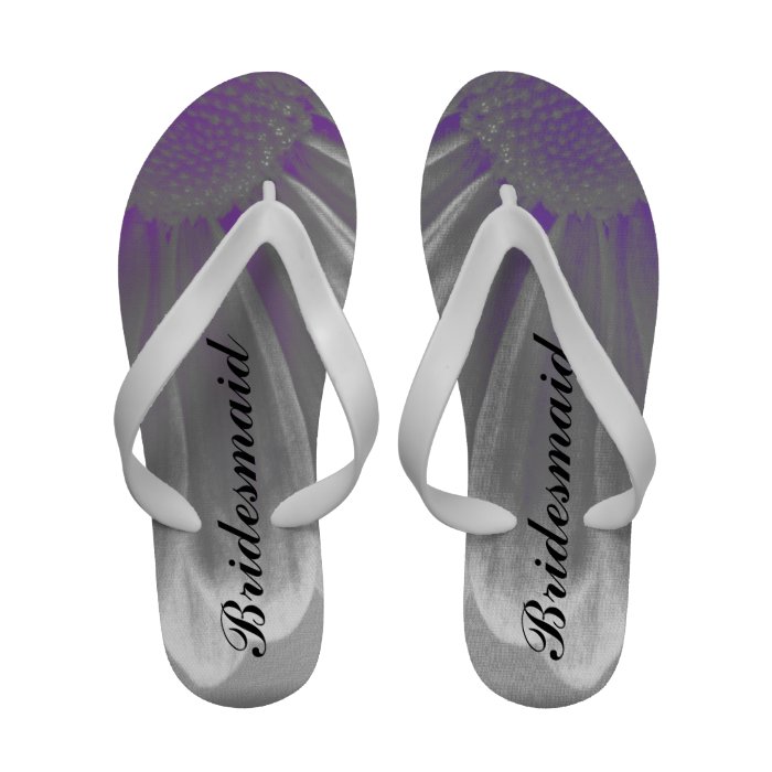 Purple Floral Highlights Bridesmaid Flip Flops