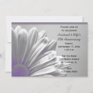Purple Floral Highlights Wedding Anniversary Party Invitation