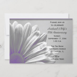 Purple Floral Highlights Wedding Anniversary Party Invitation