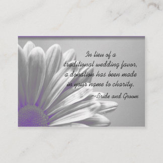 Purple Floral Highlights Wedding Charity Favors Enclosure Card