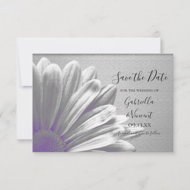 Purple Floral Highlights Wedding Save the Date (Front)