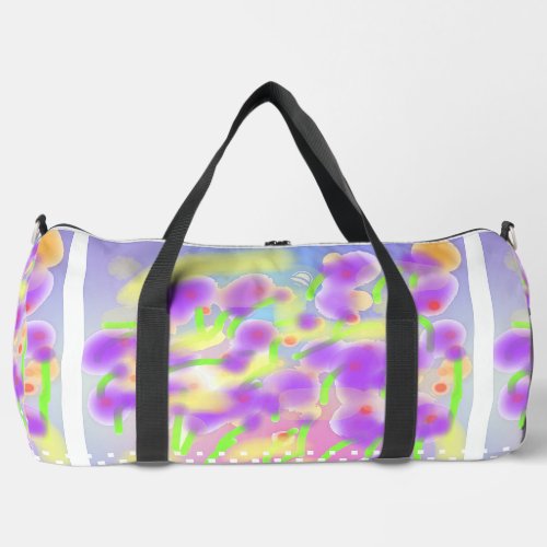 Purple Floral Impression Soccer  Basketball Dance Duffle Bag