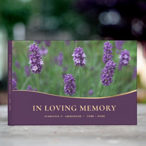Purple Floral In Loving Memory Funeral Guest Book