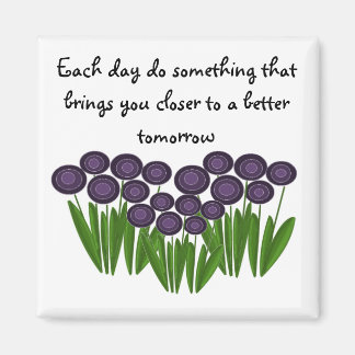 Purple Floral Inspirational Message Magnet
