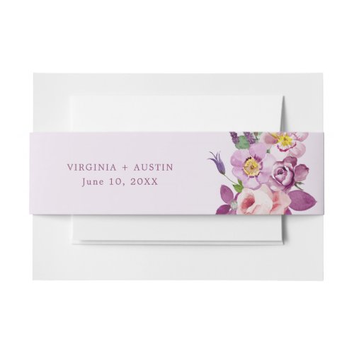 Purple Floral Invitation Belly Band