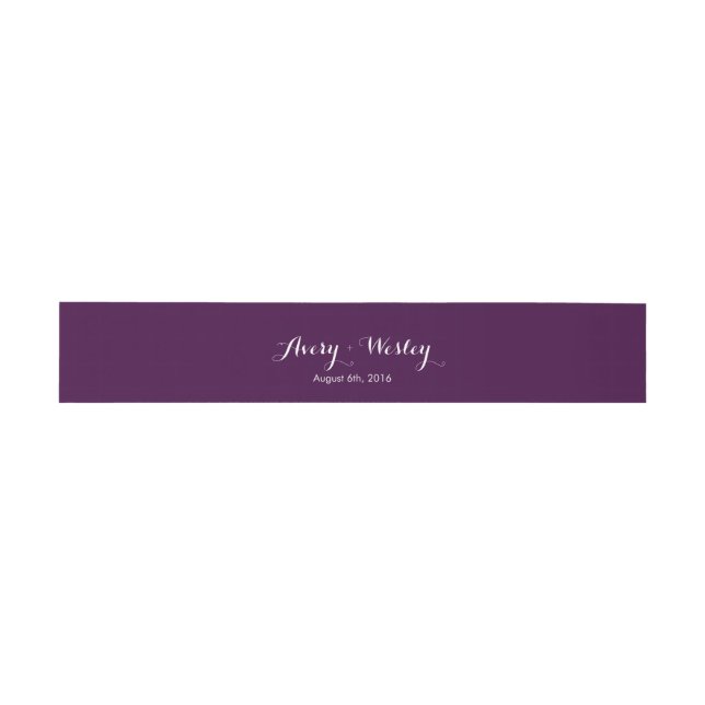 Purple Floral Invitation Belly Band (Flat)